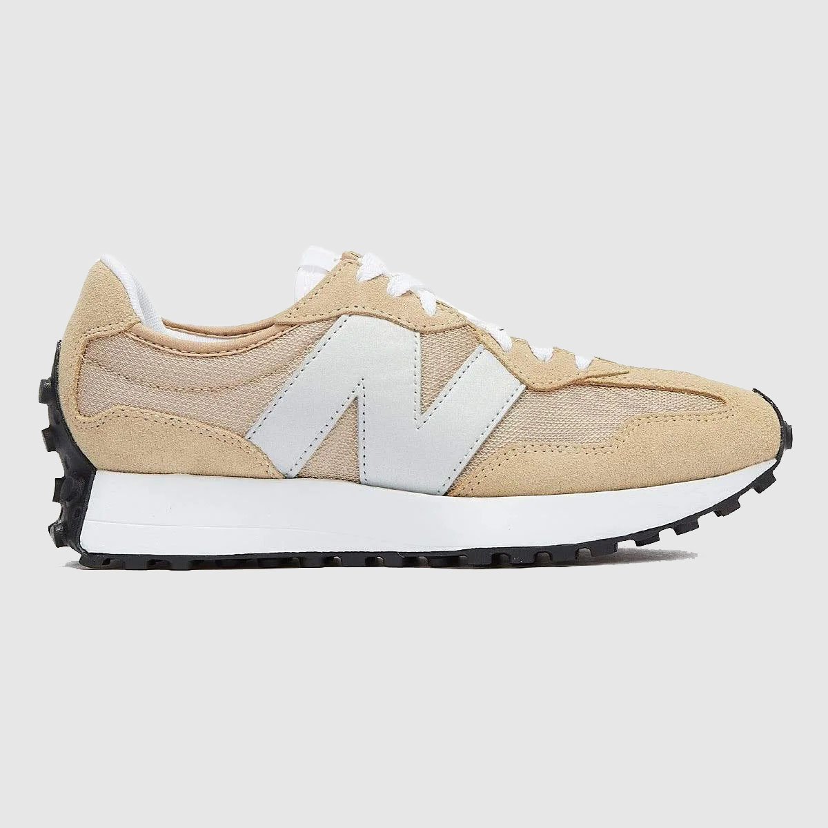 newbalance_38651 NEW BALANCE 327 WOMENS BEIGE / SILVER TRAINERS - נעלי ניו באלאנס – תמונה 1